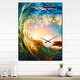 preview thumbnail 12 of 13, Designart 'Colored Ocean Waves Falling Down' Oversized Coastal Wall CLock 24 in. wide x 32 in. high