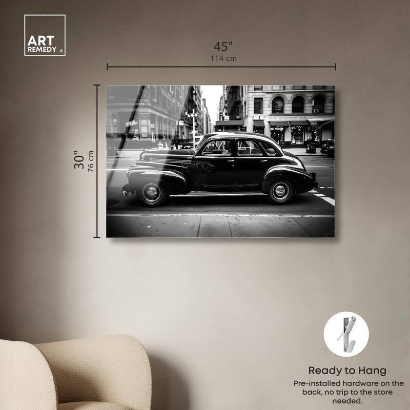 Vintage Car in New York Acrylic by Art Remedy, Ready to Hang