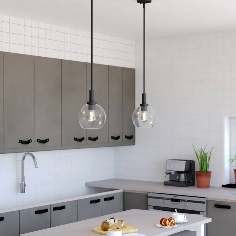 Vaxcel Lighting P0406 Marshall 8" Wide Mini Pendant with Clear Glass