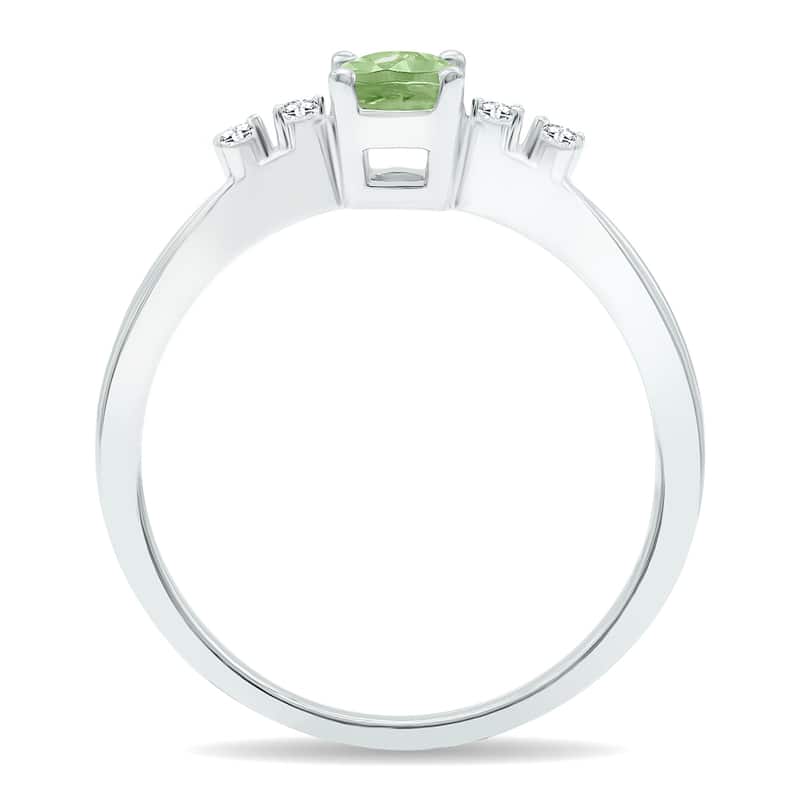 Women's Green Amethyst and Diamond Sparkle Ring in 10K White Gold