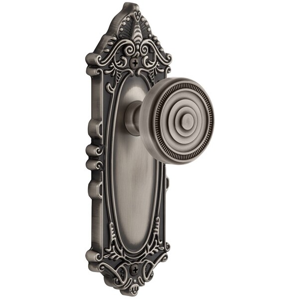 Grandeur GVCSOL_PRV_238 Grande Victorian Solid Brass Rose Privacy Door Knob Set with Soleil Knob and 2-3/8" Backset