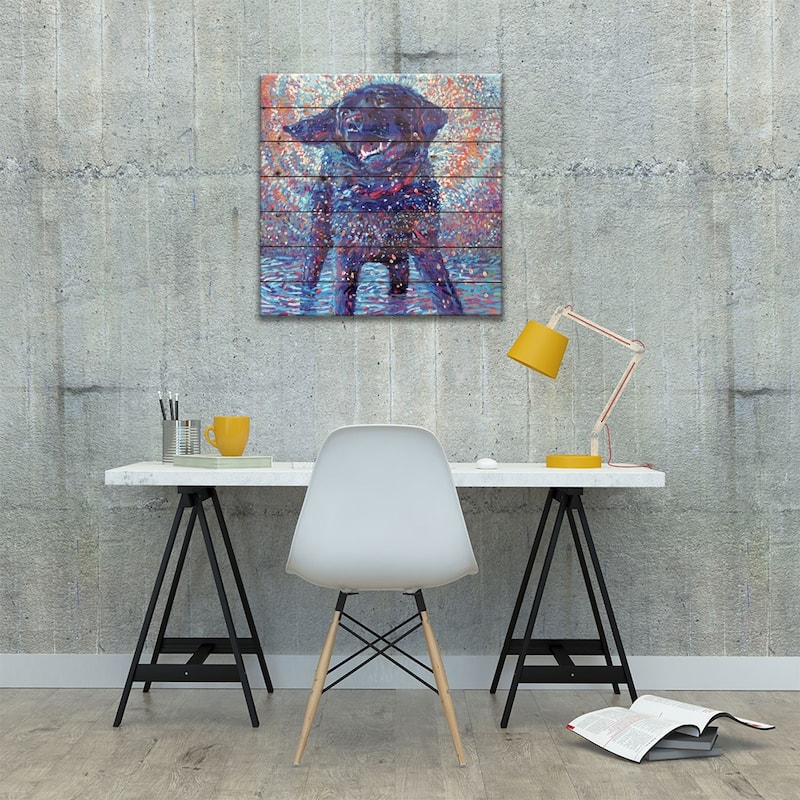 Canines & Color Print On Wood by Iris Scott - Multi-Color