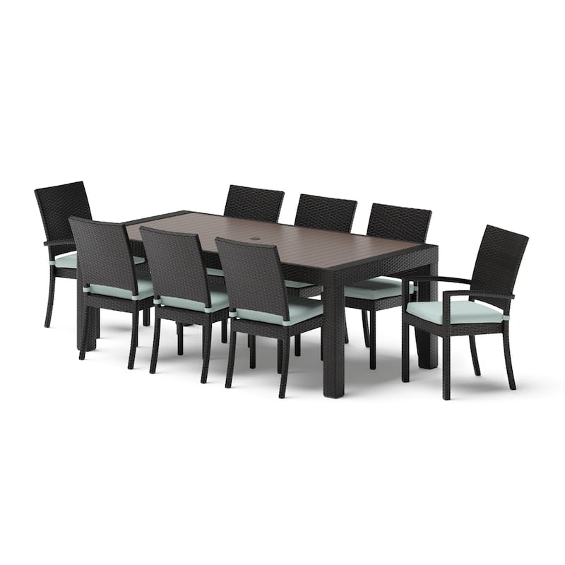 Deco 9 Piece Aluminum Outdoor Patio Dining Set - Spa Blue