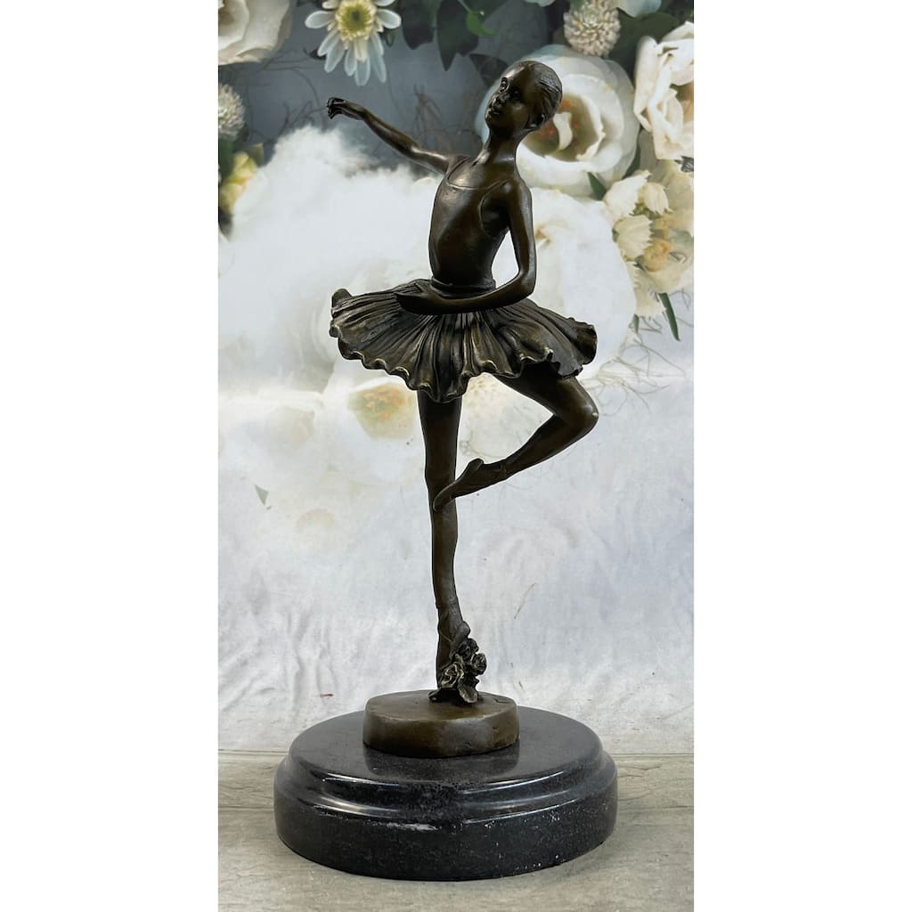 11 Inches Tall Bronze Dancer Ballerina Bronze Statue Handmade Marble Base Vintage Art