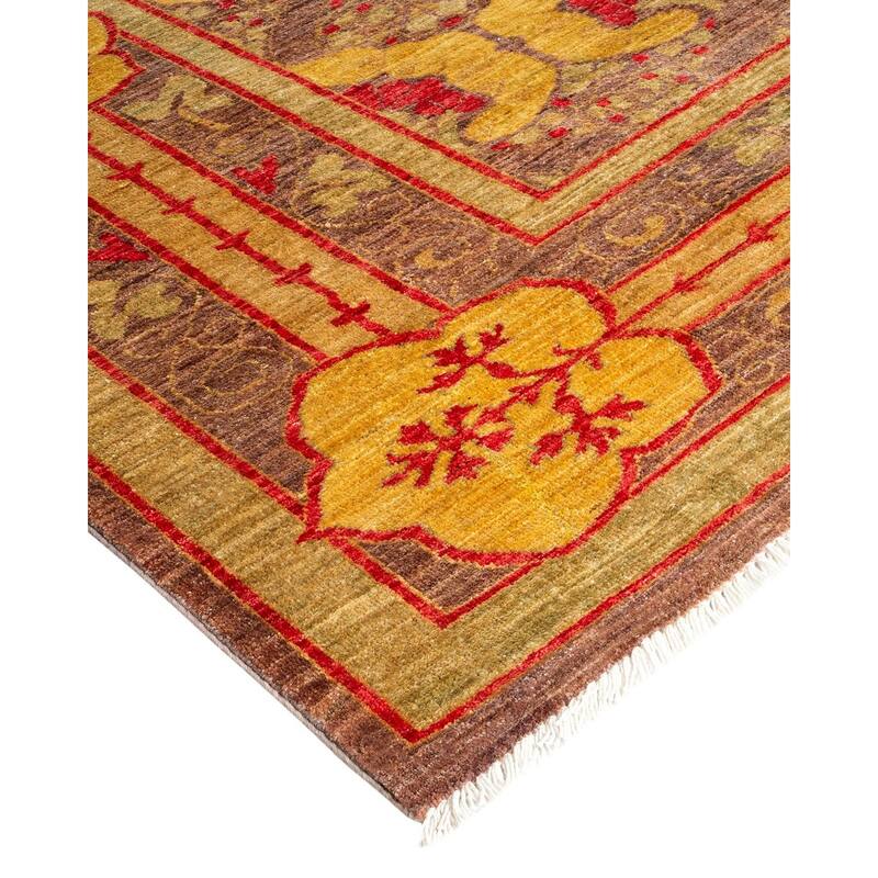 Overton Hand Knotted Wool Vintage Inspired Modern Contemporary Arts & Crafts Gray Area Rug - 9' 10" x 12' 6"