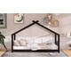 preview thumbnail 17 of 26, Sturdy Pinewood House Bed with Roof, Playful Design & Semi-Enclosed Space for Kids