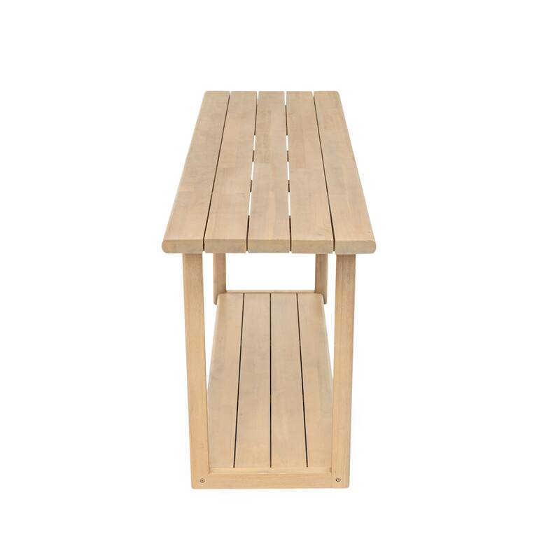 Roomfitters Woodside Outdoor Acacia Wood Buffet Console Table with Storage Shelf, Light Teak Finish - Light Teak