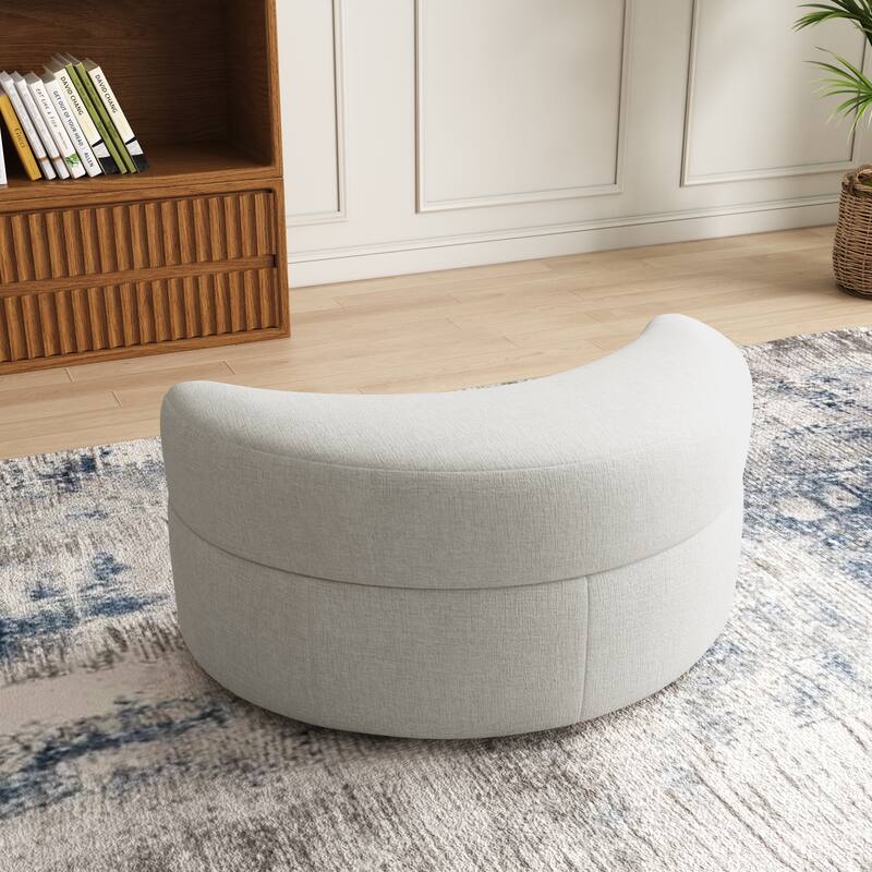 Moon Crescent Storage Upholstered Ottoman