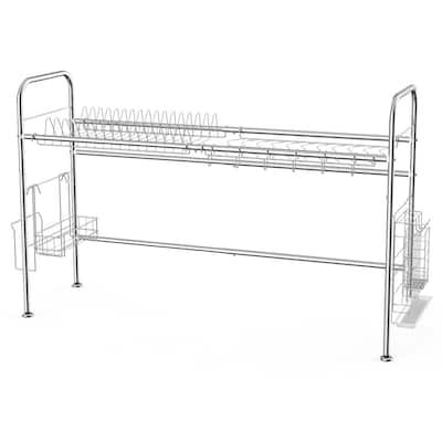 Single Layer Adjustable Dish Rack, Stainless Steel
