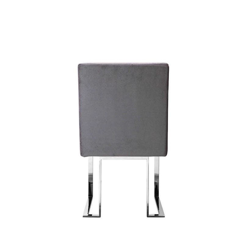 Silver/Gray Velvet Upholstered Metal Frame Dining Chair, Set of 2, Sturdy Dining Chair for Dining Rooms - 17.5