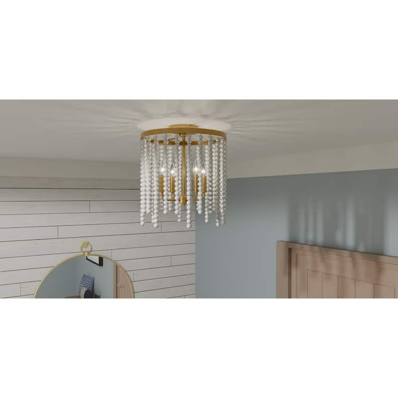 Apelle 4-Light Aged Brass Semi-Flush Mount Light
