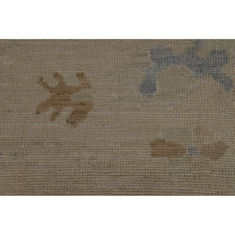 Vegetable Dye Beige Oushak Turkish Rug Hand-Knotted Wool Carpet - 9'1" x 12'1"