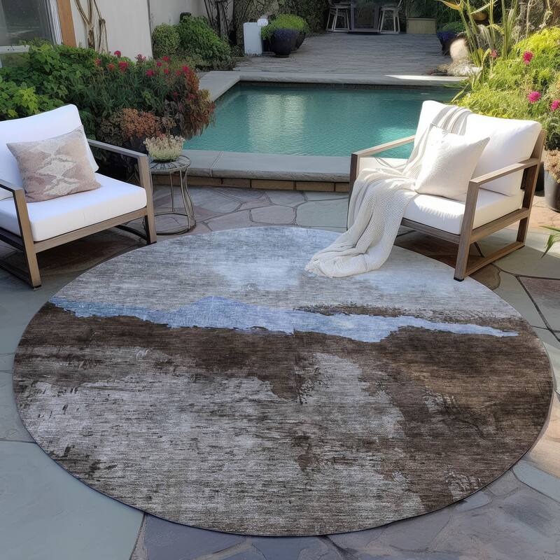 Machine Washable Indoor/ Outdoor Modern Contemporary Chantille Rug