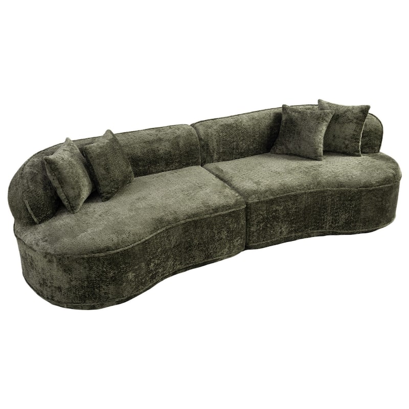 114" Curved Boucle Sectional Sofa, No Assembly Required