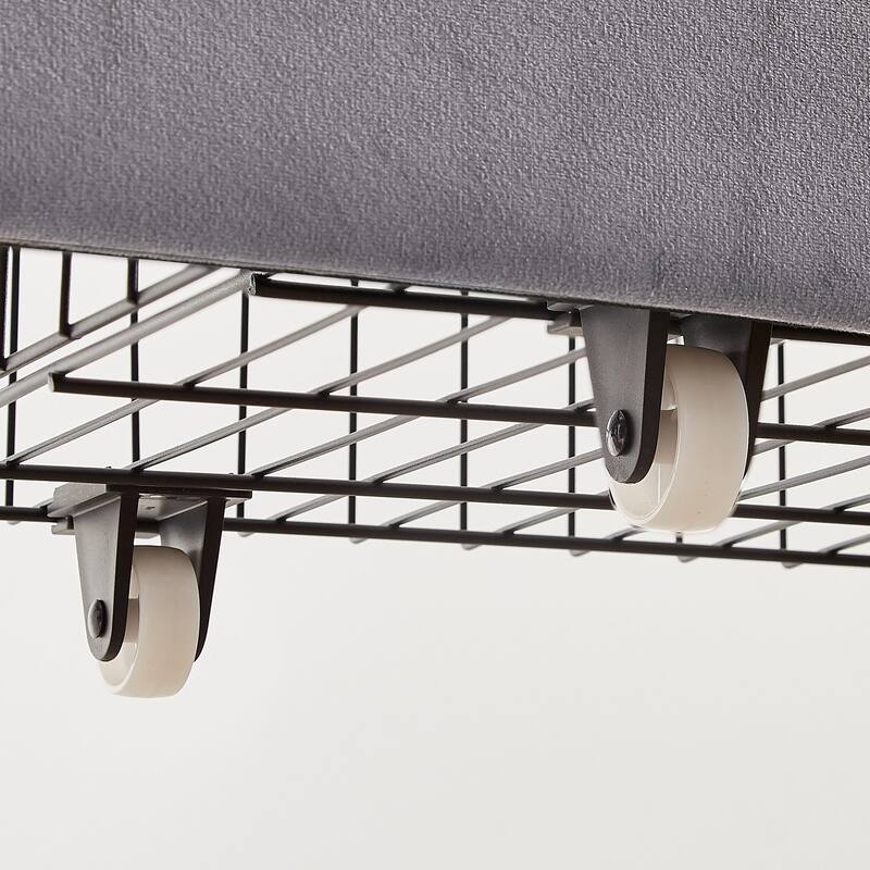VECELO Bed Frame with 4 Storage Drawers Upholstered Platform Bedframe with Adjustable Headboard