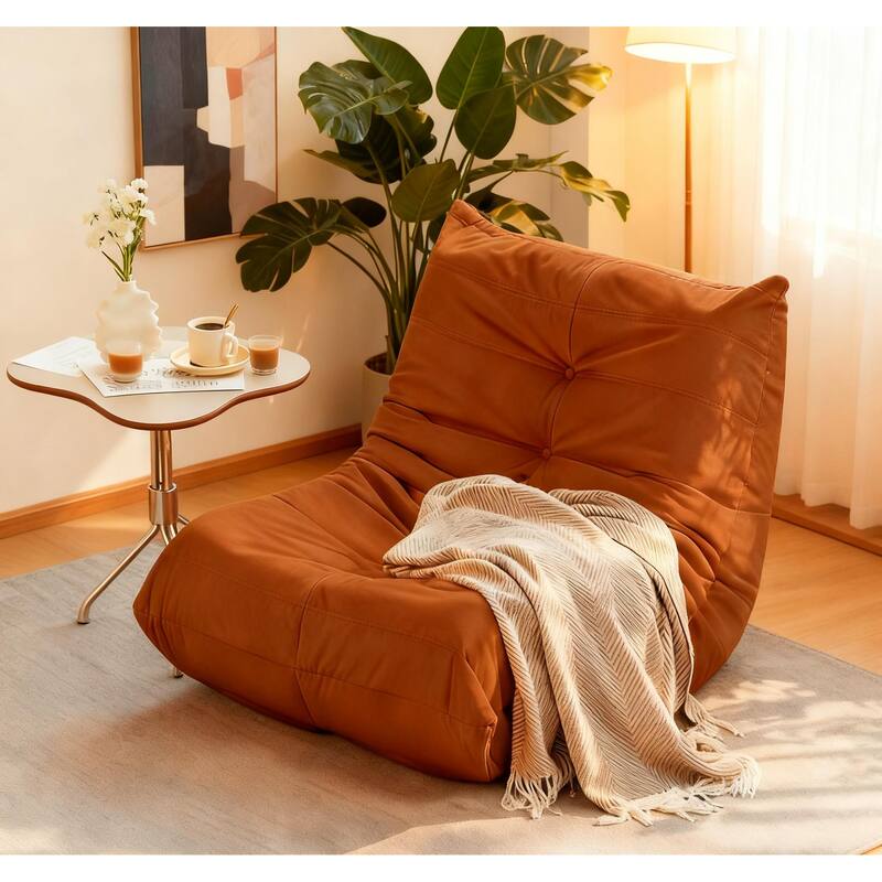 Comfy Tufted Accent Chair, Plush Microfiber Upholstered Chair for Living Room - Orange