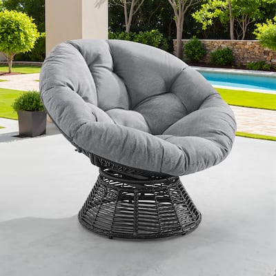 Corvus Holbaek Swivel Papasan Wicker Chair with Cushion