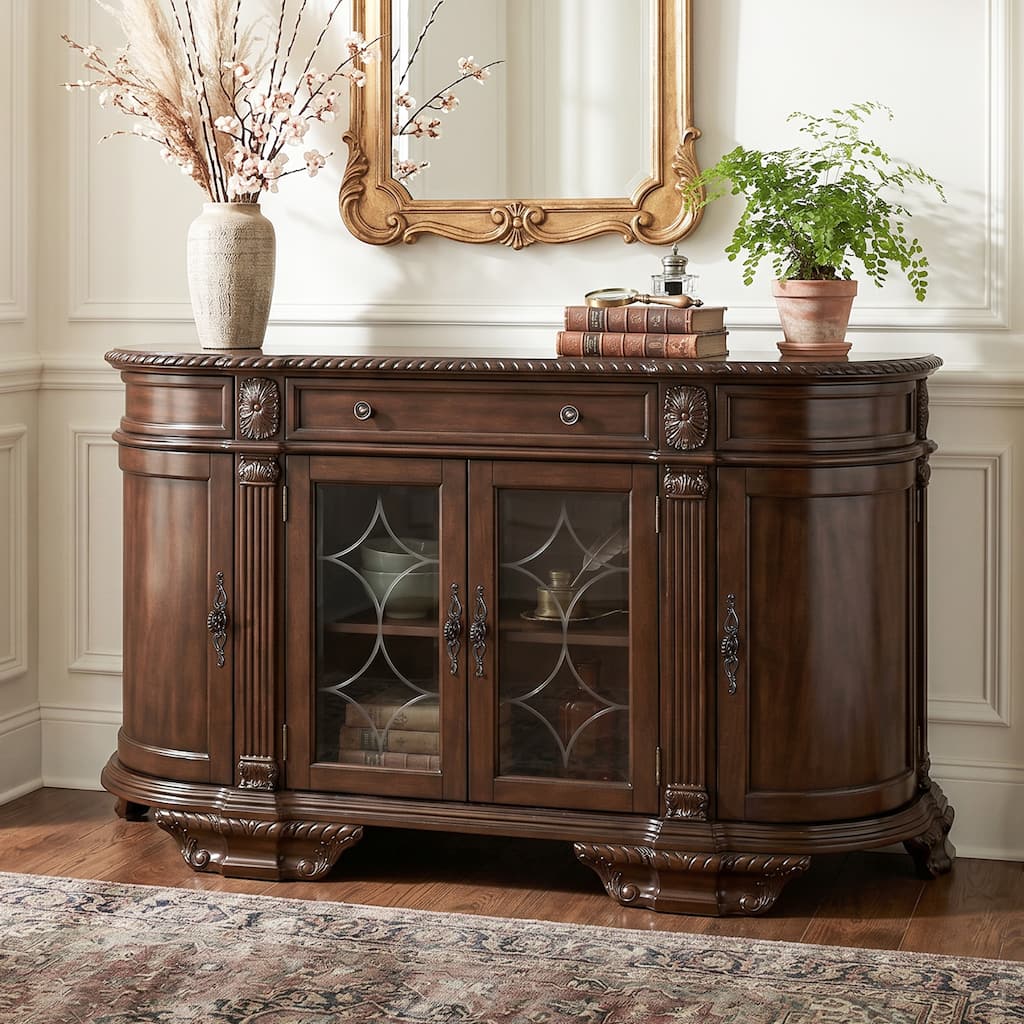 Furniture of America Kova Traditional Cherry Solid Wood 6-shelf Server