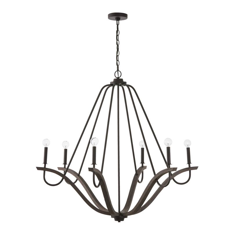 Clive 6-light Carbon Grey & Black Iron Chandelier - 38.5"H x 43"W