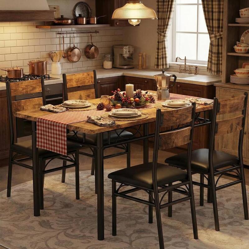 5 Piece Kitchen Dining Table and Chairs Set for 4 for Apartment Dining Room