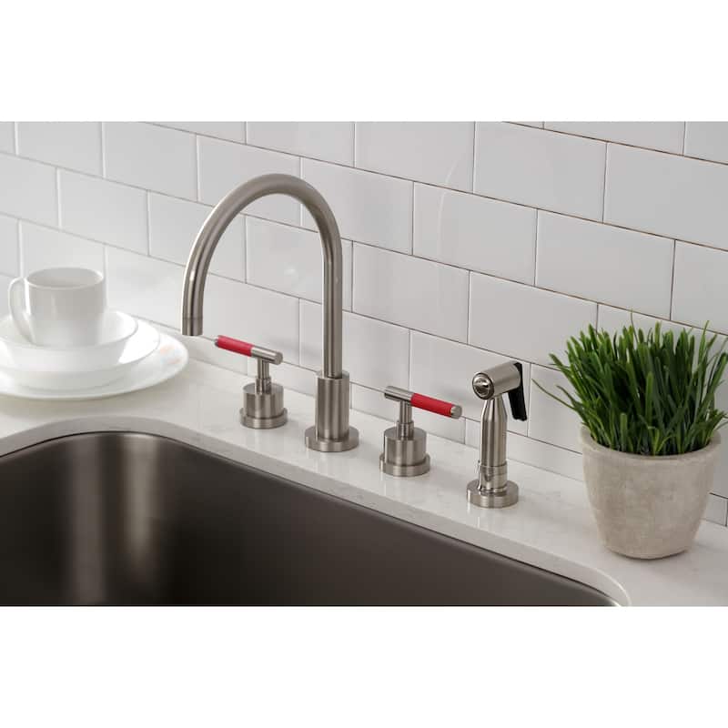 Kingston Brass Kaiser Widespread Kitchen Faucet with Brass Sprayer
