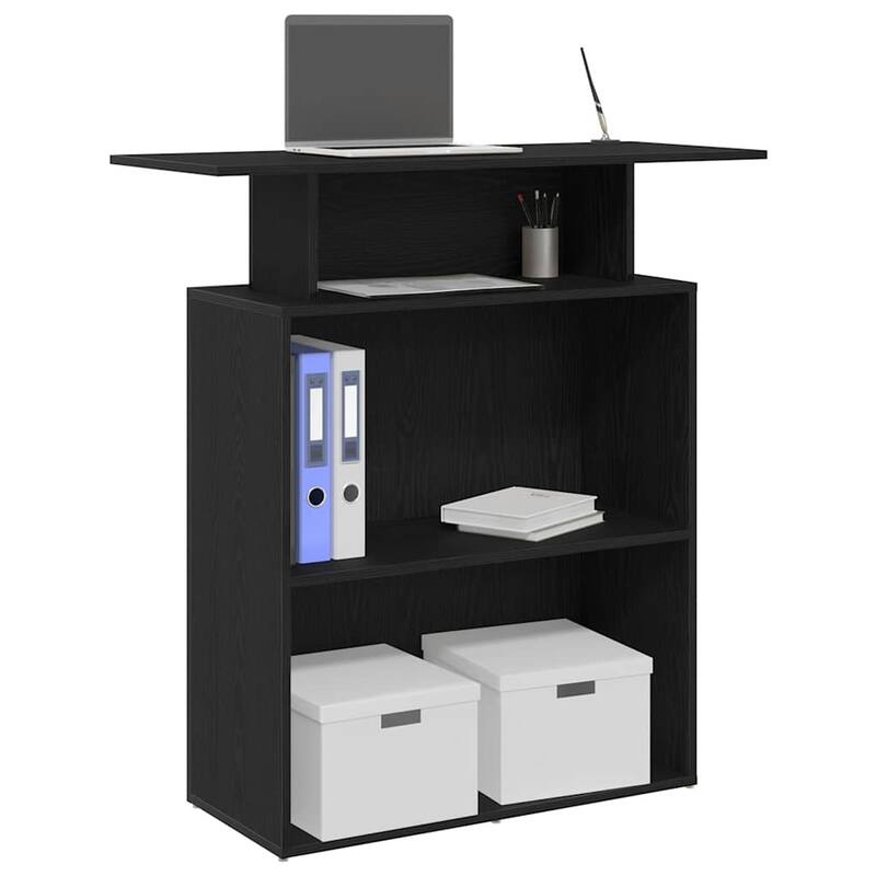 vidaXL Reception Desk Black Engineered wood 39.4 in x 15.7 in x 40.9 in