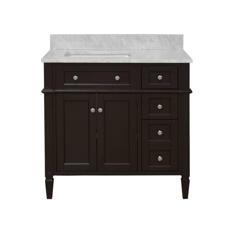 KitchenBathCollection Hailey 36" Bathroom Vanity with Carrara Marble Top