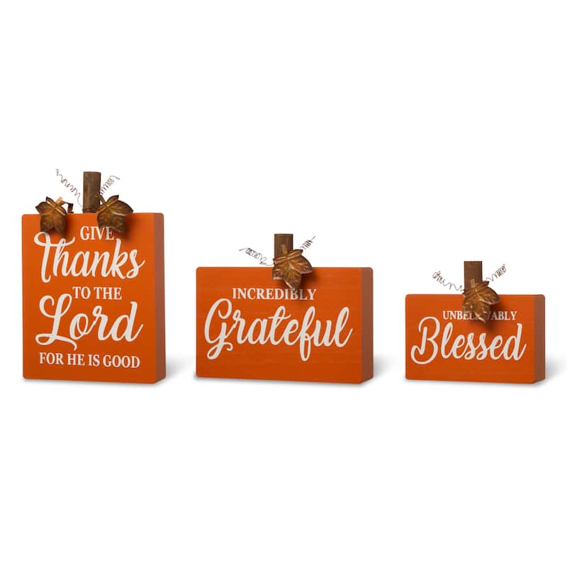 Glitzhome Set of 3 Fall Wooden Pumpkin Table Decor