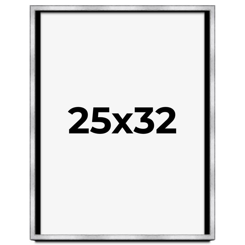 25x32 Shadow Box Frame Silver | 1.375 Inches Deep Real Wood