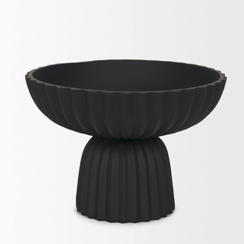 Ciaran Smooth Fluted Matte Black Metal Decorative Bowl