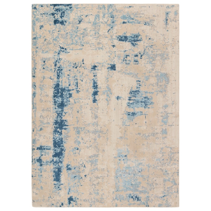 Cagen Abstract Blue/Tan Area Rug