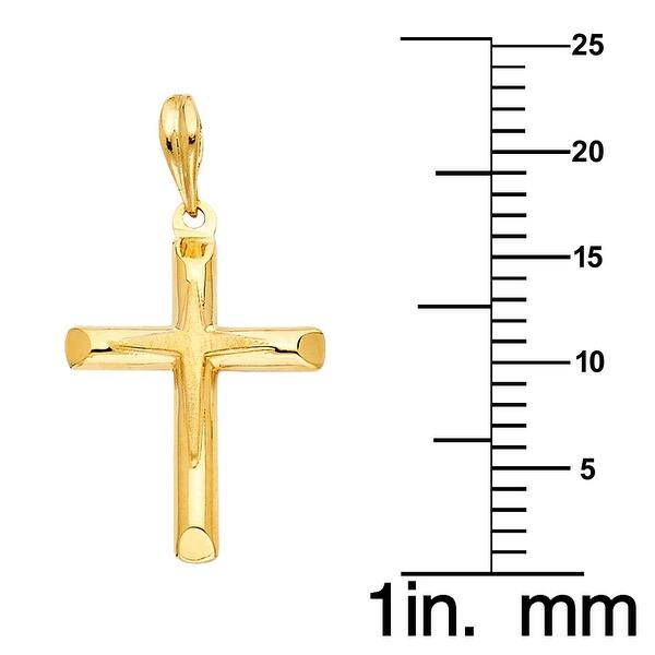 The World Jewelry Center 14k Yellow Gold Crucifix Cross Pendant with 0.8mm Braided Square Wheat Chain Necklace 