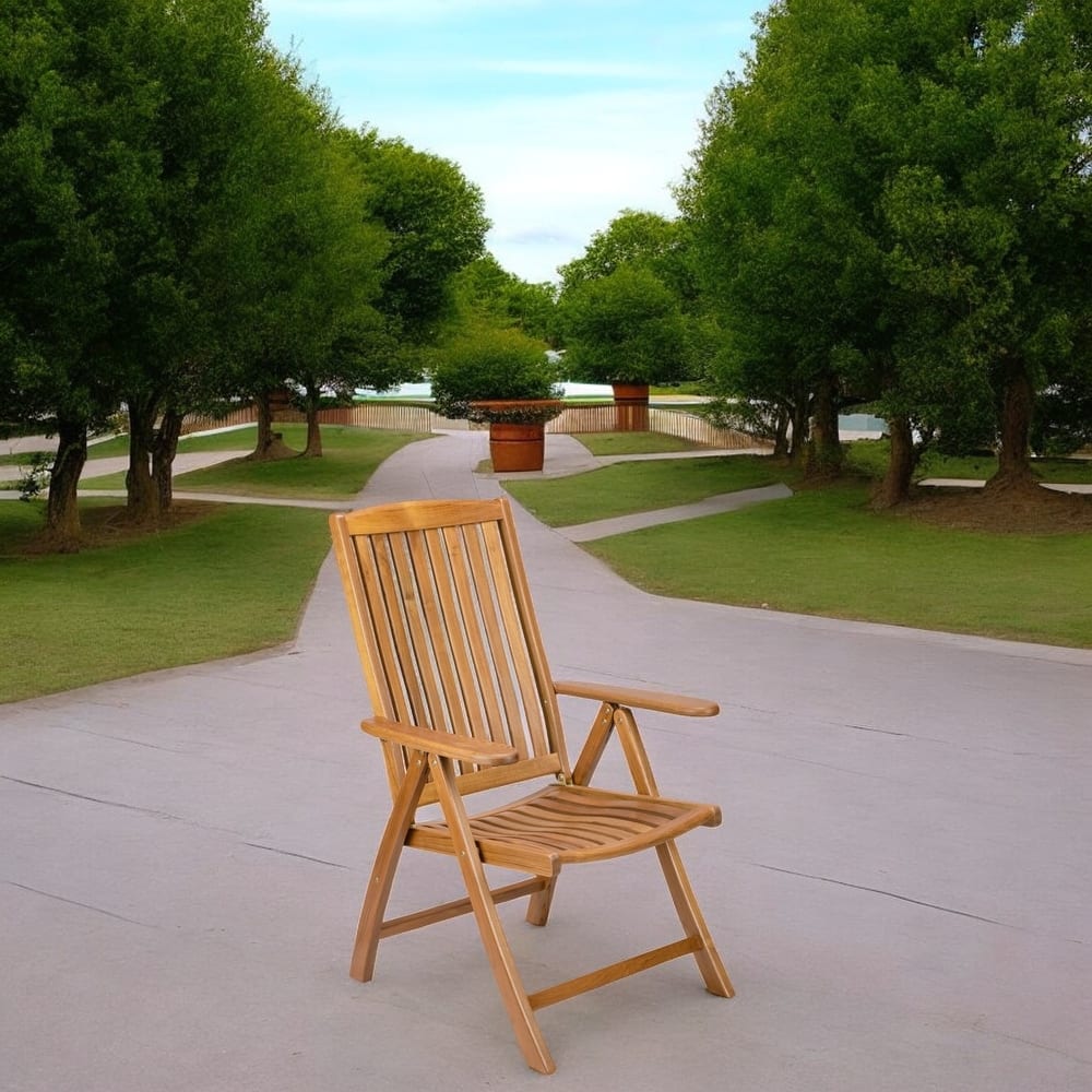 27" Brown Solid Wood Indoor Outdoor Arm Chair
