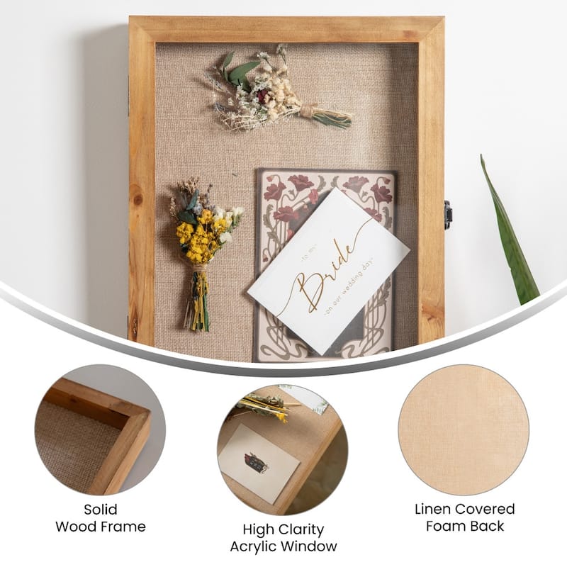 Solid Pine Shadow Display Case with Linen Liner