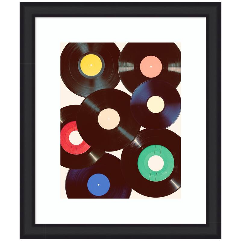 Kate and Laurel Framed Art Retro Vinyl by Honey Island Studio - 23x27 - Black