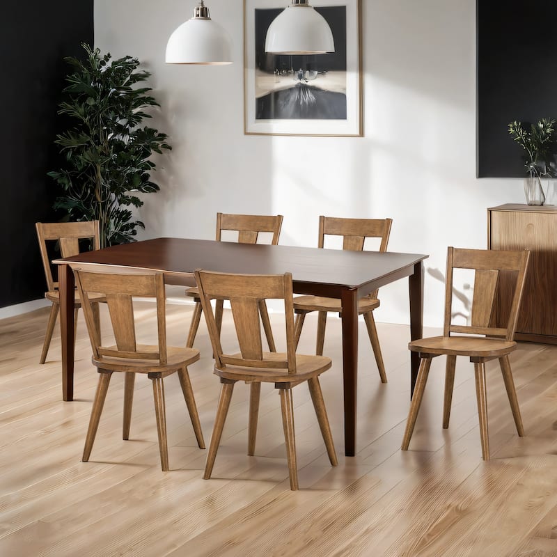Vintage Panel Back Wooden Dining Chairs