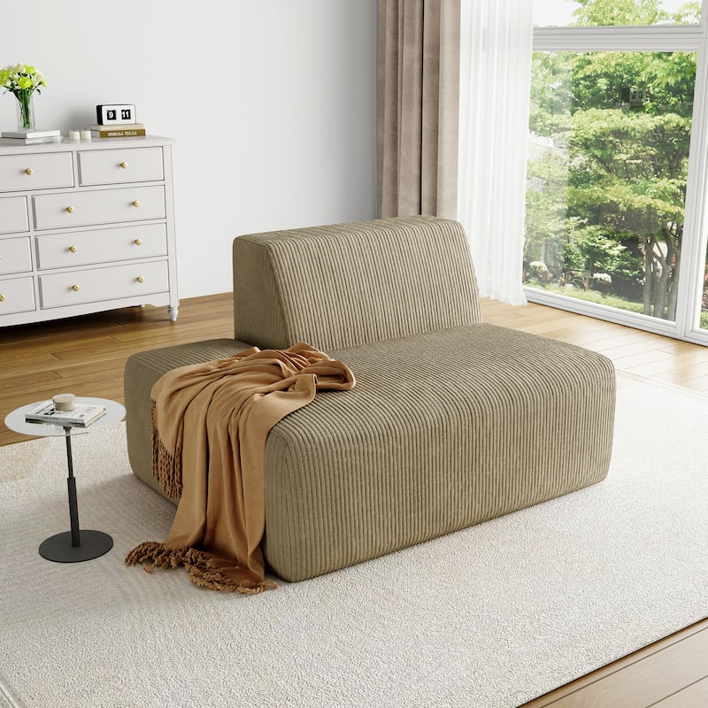 UIXE 50.7" W Soft Corduroy Sofa Chair Comfortable Lounge Chair For Indoor Space - 50.7" W x 31.8 H" 35.3 D" - Khaki-R