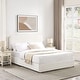 preview thumbnail 1 of 10, Patent Ivory Boucle Queen Storage Bed with Curved Headboard Ivory