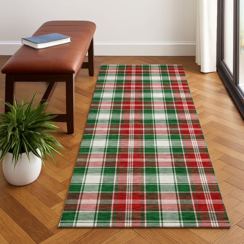 Premium Washable Super Soft Christmas Plaid Mayfield Rug - Emerald - 2'3" x 7'6"