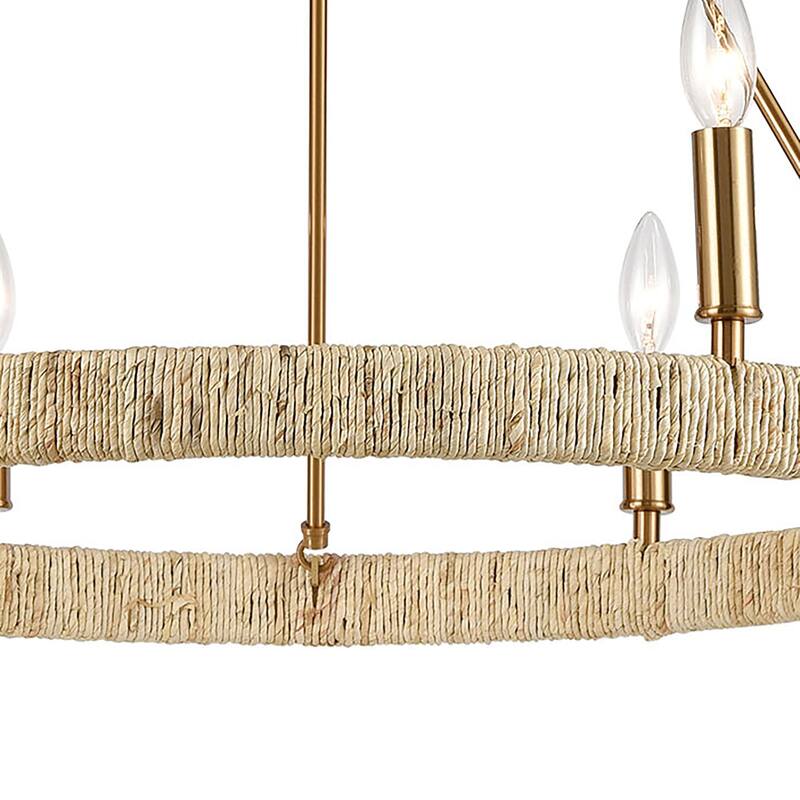 Abaca 24-inch Wide 5-Light Chandelier in Satin Brass