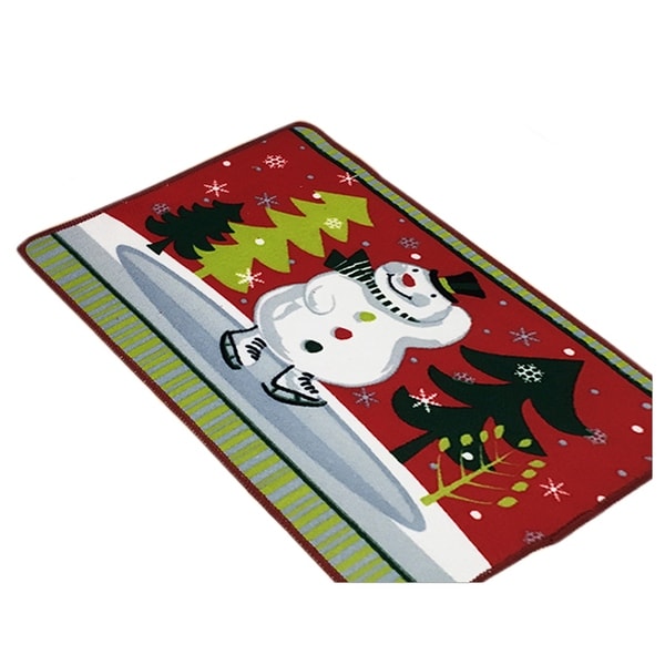 Christmas Series Ground Floor Foot Door Mat Carpet - Dark red
