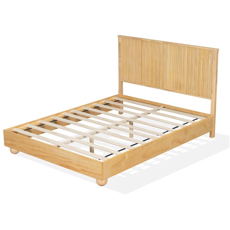 Christopher Knight Home - Anna Natural Wood Bed Frame With Reeded Headboard