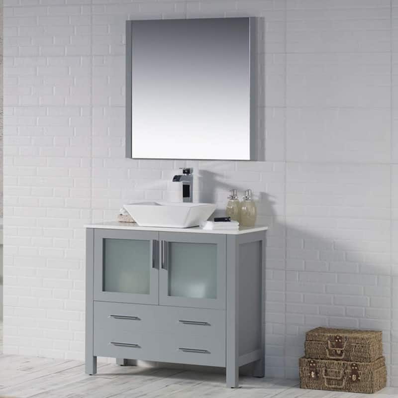 Blossom Sydney 36" Bathroom Vanity with Ceramic Vessel Sink and Mirror