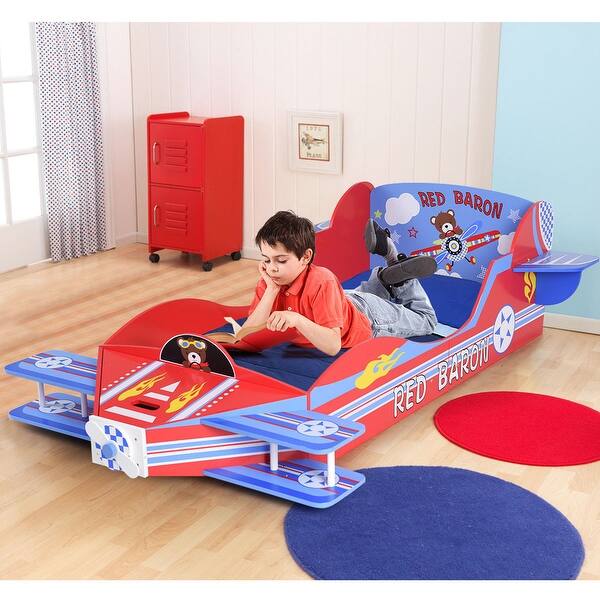 Shop Gymax Kids Airplane Toddler Bed Children Bedroom