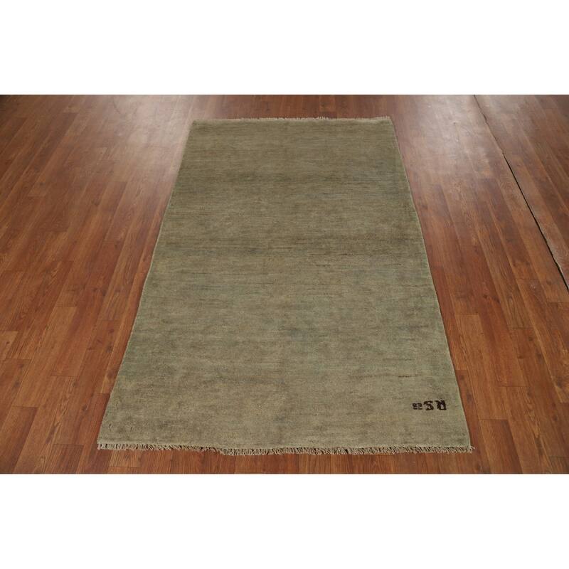 Modern Gabbeh Oriental Foyer Rug Stripe Hand-Knotted Wool Carpet - 3'3"x 5'1"