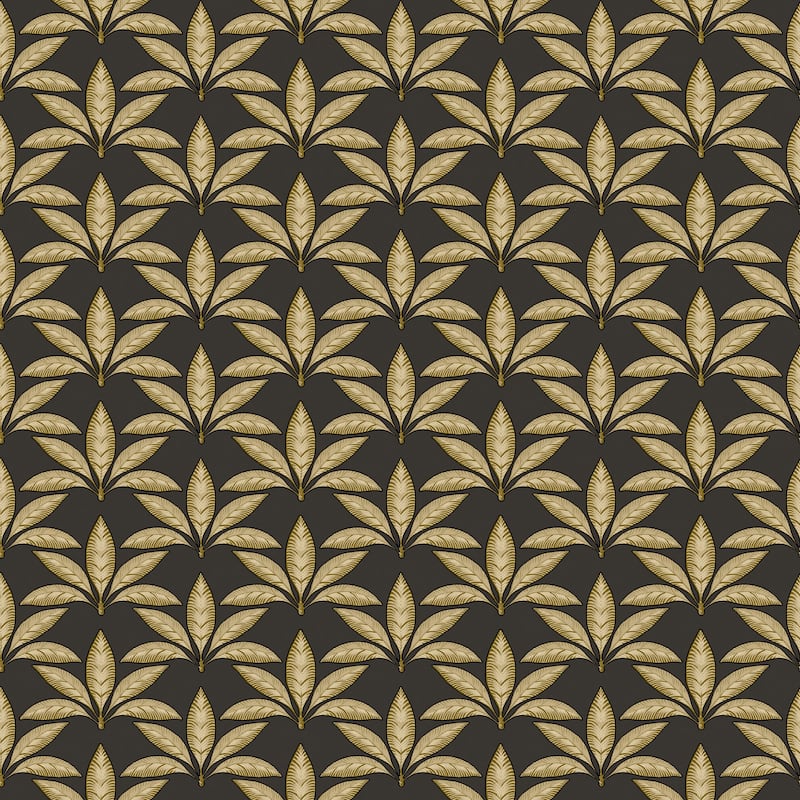 Galerie Wallcoverings Into The Wild Leaf Motif Non-woven Metallic Wallpaper Roll - 33 feet x 21 inches - Black