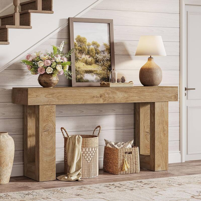 63" Wooden Console Table, Rectangular Sofa Table for Behind Couch, Entryway, HallwayLiving Room