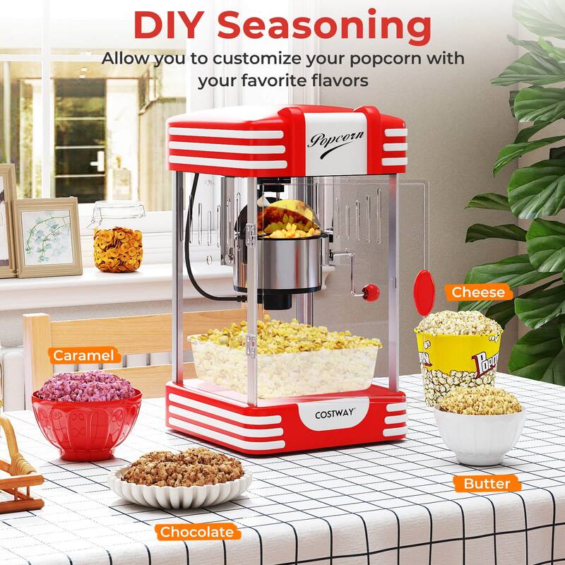 Costway 19 Oz Popcorn Machine with Stainless Steel Kettle, Halogen - See Details