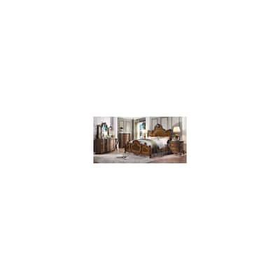 King Size Bed Mid Century Modern Platform Bed Frame Honey Oak Finish