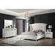 preview thumbnail 9 of 57, Barzini Upholstered Bedroom Set White with Wingback Headboard Queen - 4 Piece